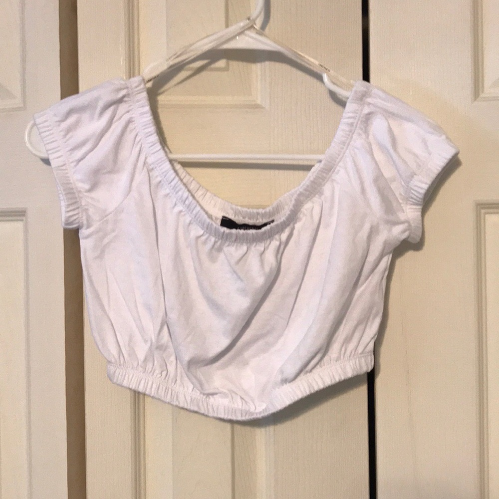 Off the shoulder white crop top